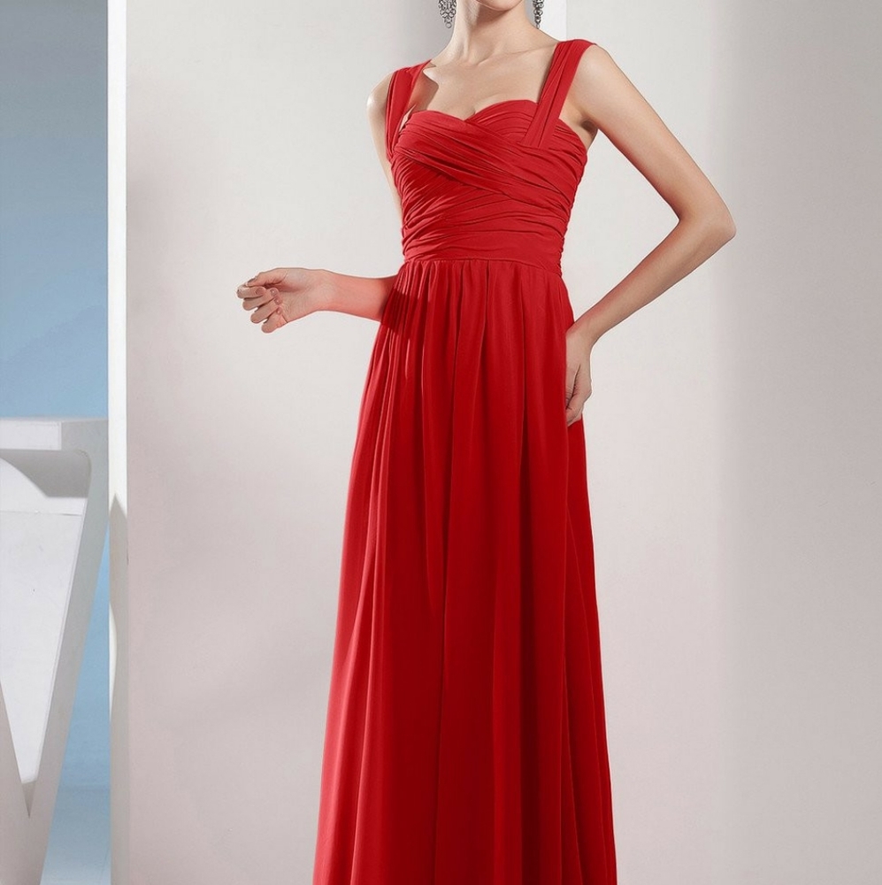 NWOT.A-line Chiffon Floor Length Long Ruching 